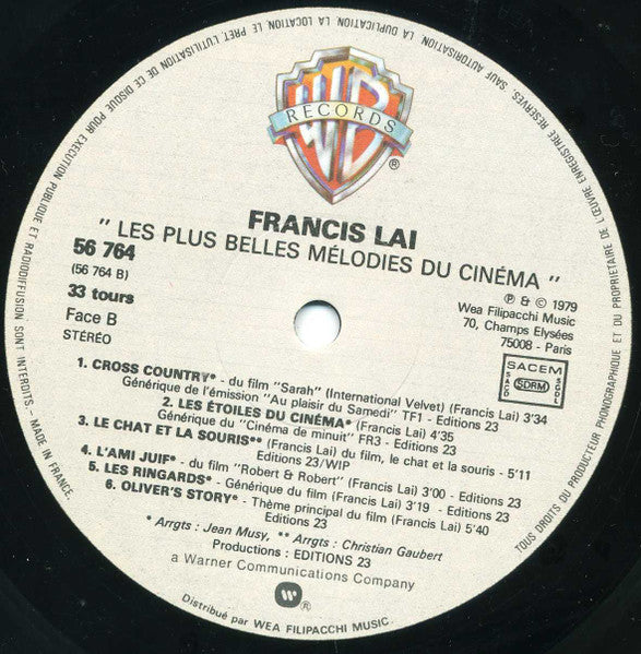 Francis Lai : Les Plus Belles Mélodies Du Cinéma (LP, Comp)
