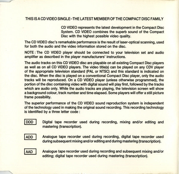 Level 42 : Lessons In Love (CDV, 5", Single, PAL)
