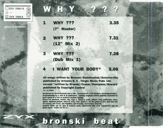 Bronski Beat : Why ??? (CD, Single)