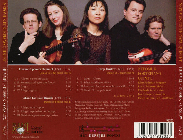 Johann Nepomuk Hummel, Jan Ladislav Dusík, George Onslow, Nepomuk Fortepiano Quintet : Piano Quintets (CD, Album)