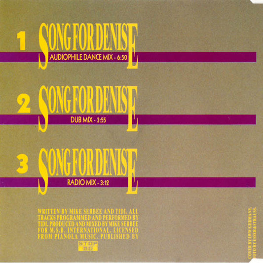 Piano Fantasia : Song For Denise (CD, Maxi)
