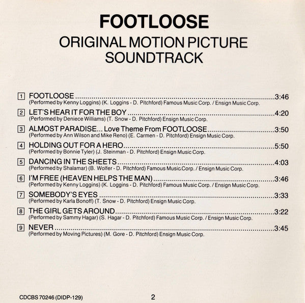 Various : Footloose (Original Motion Picture Soundtrack) (CD, Album, Comp)