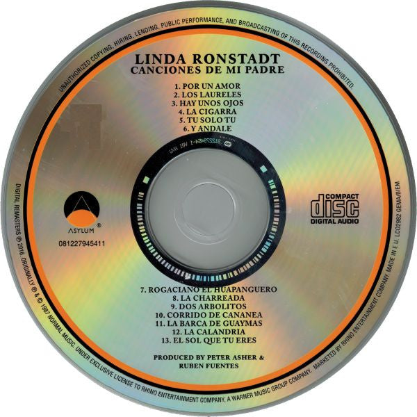 Linda Ronstadt : Canciones De Mi Padre (CD, Album, RM, RP)