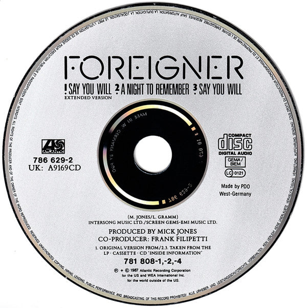 Foreigner : Say You Will (CD, Single)