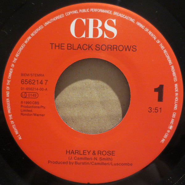 The Black Sorrows : Harley + Rose (7", Single)