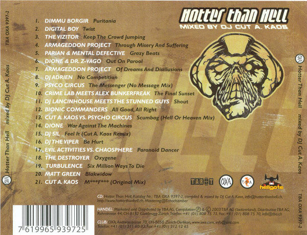 Cut A. Kaos : Hotter Than Hell (CD, Comp, Mixed)