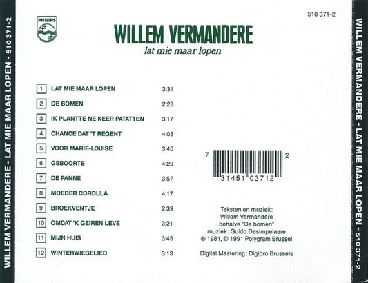 Willem Vermandere : Lat Mie Maar Lopen (CD, Album, RE)