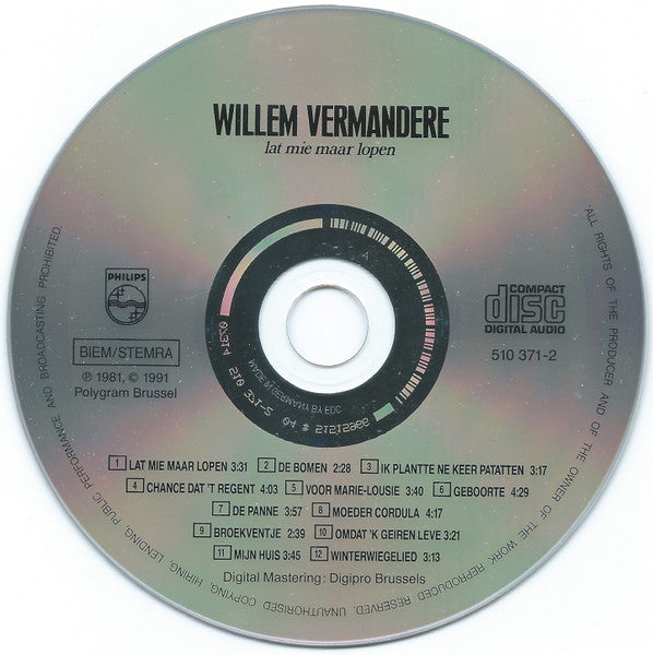 Willem Vermandere : Lat Mie Maar Lopen (CD, Album, RE)