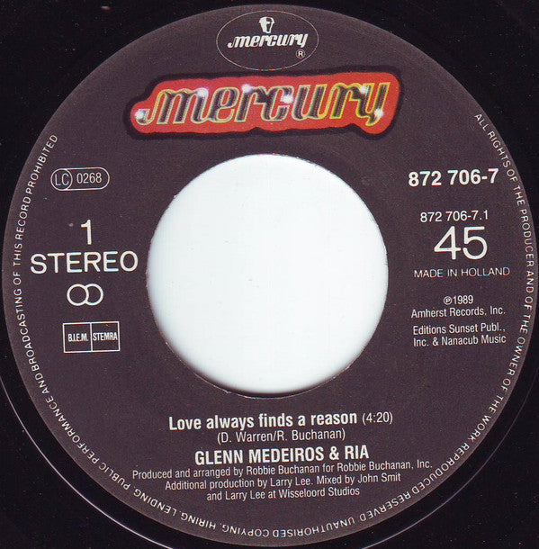 Glenn Medeiros & Ria Brieffies : Love Always Finds A Reason (7", Single)