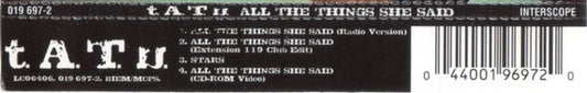 t.A.T.u. : All The Things She Said (CD, Single, Enh)