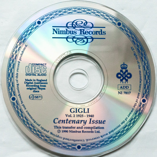 Beniamino Gigli : Gigli, Volume 2 1925-1940 (CD, Comp)