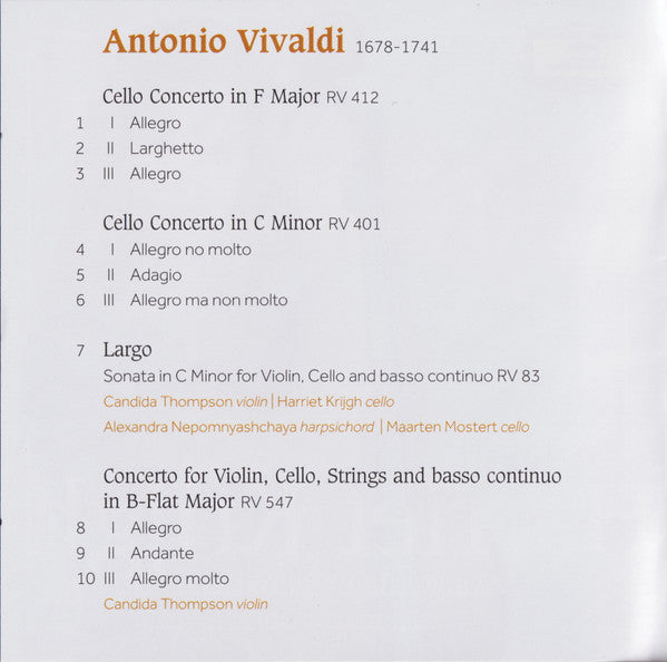 Antonio Vivaldi, Harriet Krijgh, Amsterdam Sinfonietta, Candida Thompson : Vivaldi (CD)