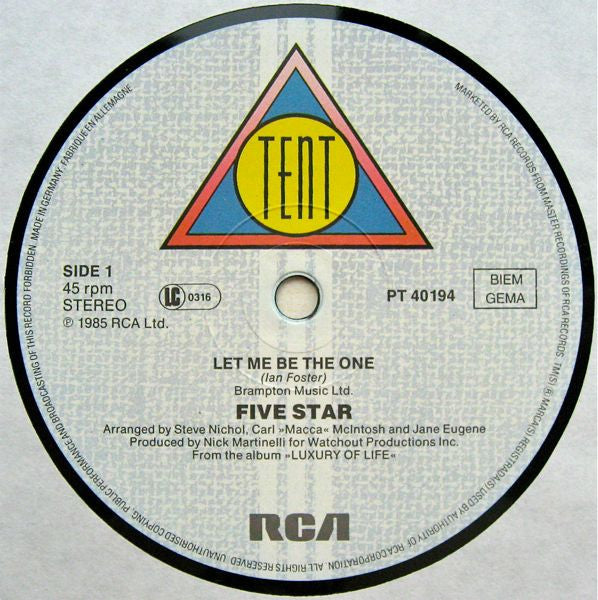 Five Star : Let Me Be The One (12", Maxi)