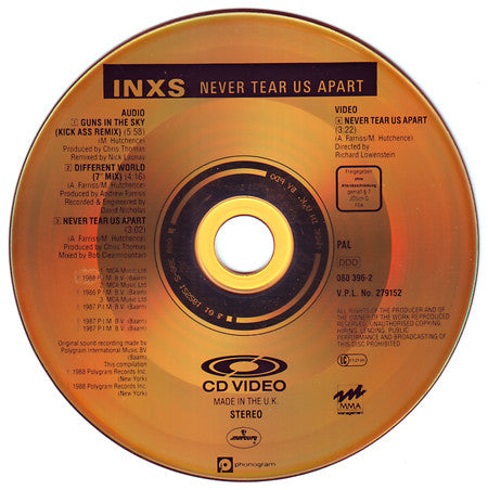 INXS : Never Tear Us Apart (CDV, 5", Single, PAL)