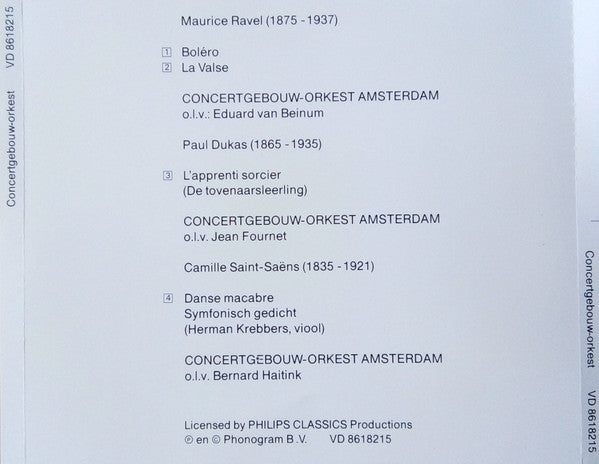 Maurice Ravel, Paul Dukas, Camille Saint-Saëns, Concertgebouworkest : Ravel: Boléro, La Valse / Dukas: L'Apprenti Sorcier / Saint-Saëns: Danse Macabre (CD, Comp, RE)