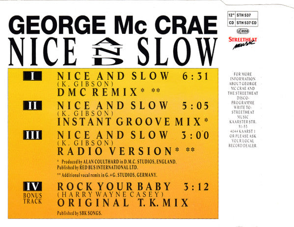 George McCrae : Nice And Slow (DMC Remix) (CD, Maxi)