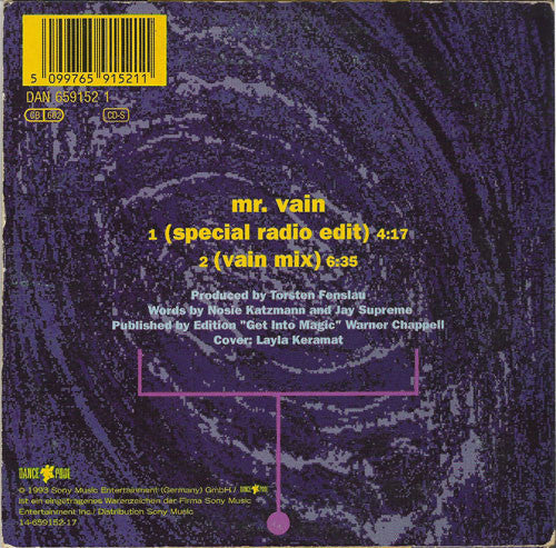 Culture Beat : Mr. Vain (CD, Single, Car)