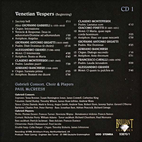 Gabrieli Consort, Paul McCreesh : Venetian Vespers (5xCD + Box, Comp)