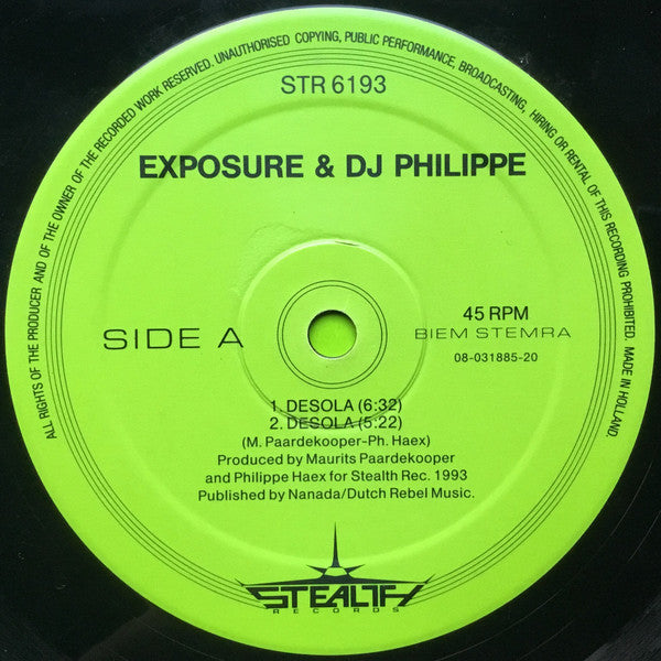 Exposure & DJ Philippe : Desola (12")