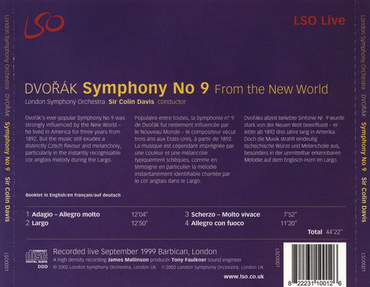 Antonín Dvořák - Sir Colin Davis, London Symphony Orchestra : Symphony No 9 (CD, Album)