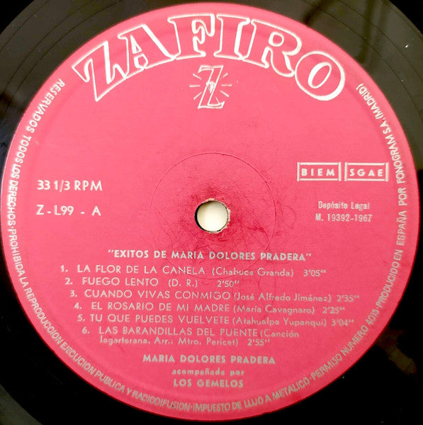 Maria Dolores Pradera : Exitos De Maria Dolores Pradera (LP, Comp, RE, Gat)