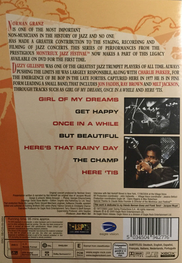 Dizzy Gillespie : Norman Granz' Jazz In Montreux: Dizzy Gillespie Sextet '77 (DVD-V, RM, Multichannel, PAL)