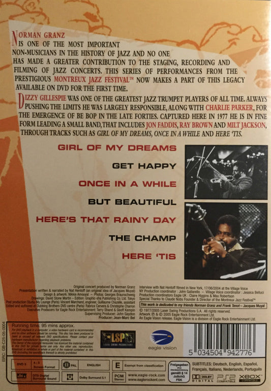Dizzy Gillespie : Norman Granz' Jazz In Montreux: Dizzy Gillespie Sextet '77 (DVD-V, RM, Multichannel, PAL)