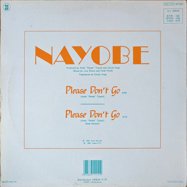 Nayobe : Please Don't Go (12", Maxi)