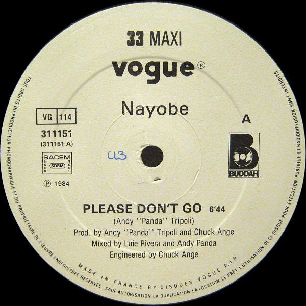 Nayobe : Please Don't Go (12", Maxi)