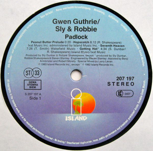 Larry Levan Featuring Sly Dunbar, Robbie Shakespeare, Gwen Guthrie, Wally Badarou, Daryl Thompson : Padlock (Special Mixes) (LP, MiniAlbum)