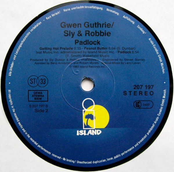 Larry Levan Featuring Sly Dunbar, Robbie Shakespeare, Gwen Guthrie, Wally Badarou, Daryl Thompson : Padlock (Special Mixes) (LP, MiniAlbum)