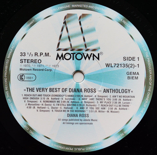 Diana Ross : The Very Best Of Diana Ross - Anthology (2xLP, Comp)