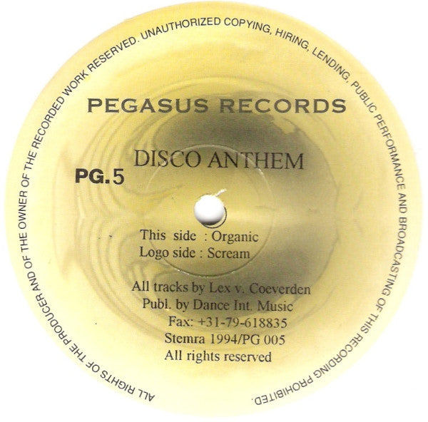 Disco Anthem : Scream / Organic (12", Whi)