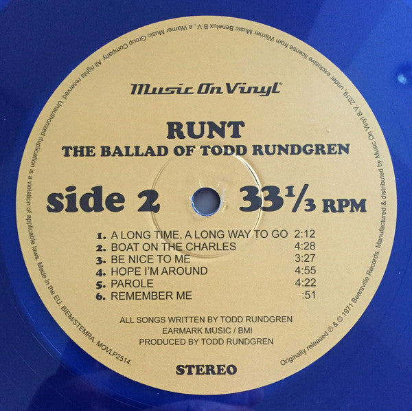 Todd Rundgren : Runt. The Ballad Of Todd Rundgren (LP, Ltd, Num, RE, Tra)