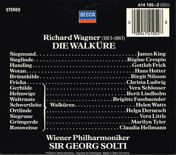 Richard Wagner / Wiener Philharmoniker / Georg Solti : Die Walküre (4xCD, Album, RE + Box)