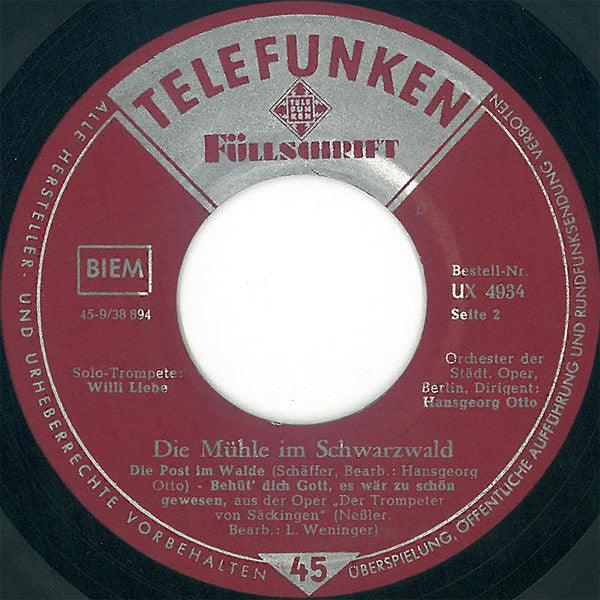 Various : Die Mühle Im Schwarzwald (7", EP, Mono, Ora)