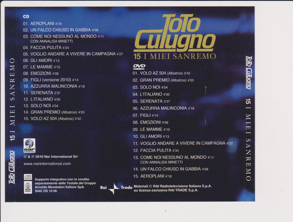 Toto Cutugno : 15 I Miei Sanremo  (CD, Comp + DVD-V, M/Print)