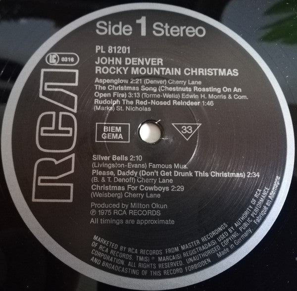 John Denver : Rocky Mountain Christmas (LP, Album, RE)