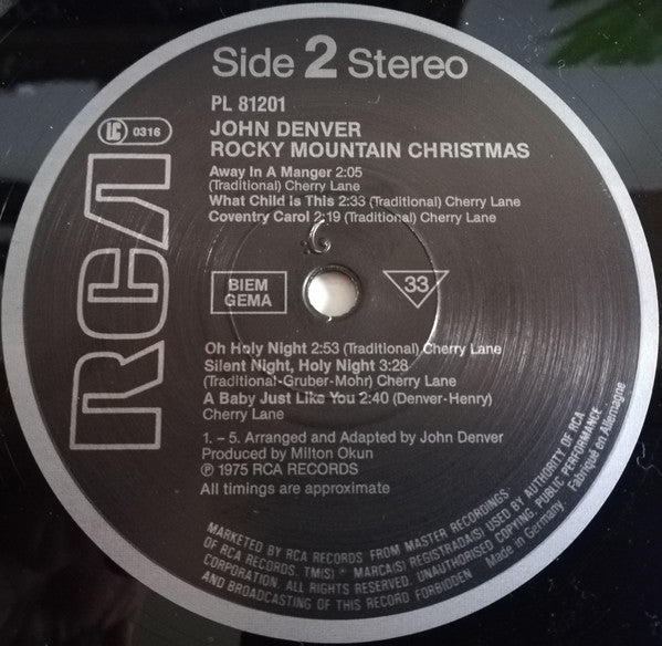 John Denver : Rocky Mountain Christmas (LP, Album, RE)