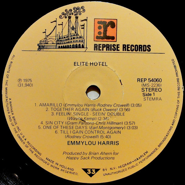 Emmylou Harris : Elite Hotel (LP, Album)