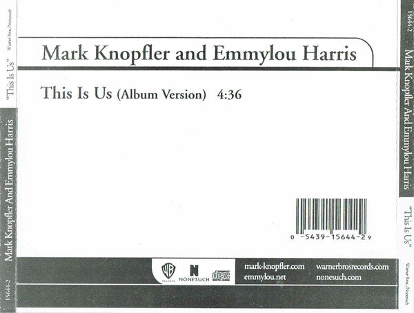 Mark Knopfler And Emmylou Harris : This Is Us (CD, Single, Promo)