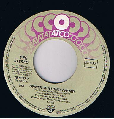 Yes : Owner Of A Lonely Heart (7")