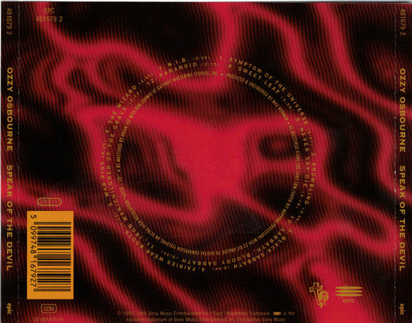 Ozzy Osbourne : Speak Of The Devil (CD, Album, RE, RM)