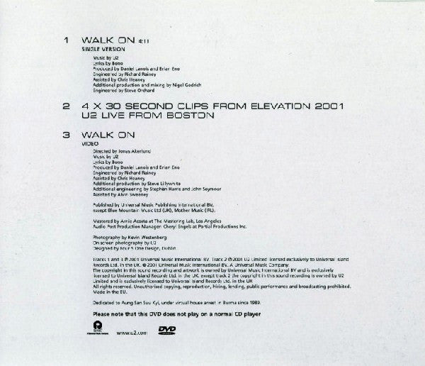 U2 : Walk On (DVD-V, Single, PAL)