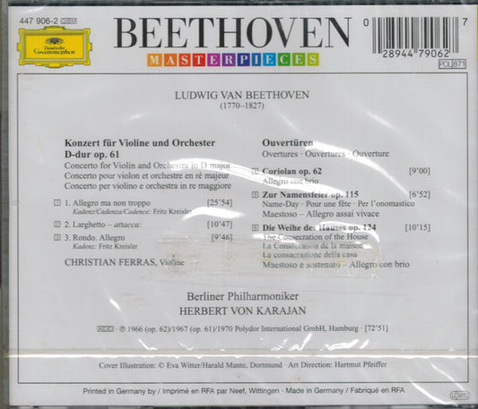 Ludwig van Beethoven - Christian Ferras, Berliner Philharmoniker, Herbert von Karajan : Violinkonzert / Ouvertüren: Coriolan • Zur Namensfeier • Die Weihe Des Hauses (CD, Comp, RM)