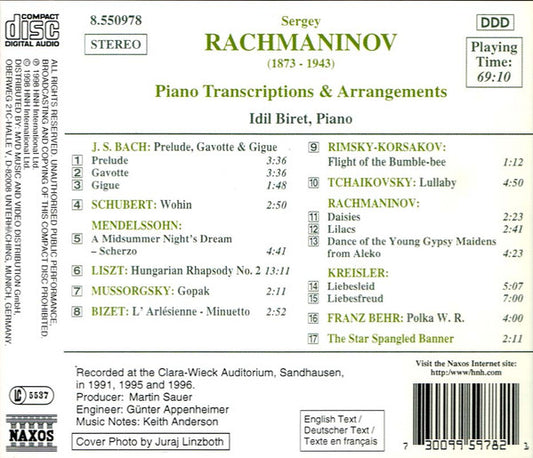 Sergei Vasilyevich Rachmaninoff - Idil Biret : Piano Transcriptions And Arrangements (CD)