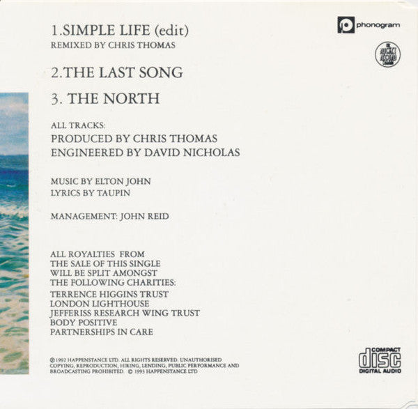 Elton John : Simple Life (CD, Single, Promo)