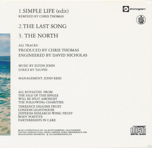 Elton John : Simple Life (CD, Single, Promo)