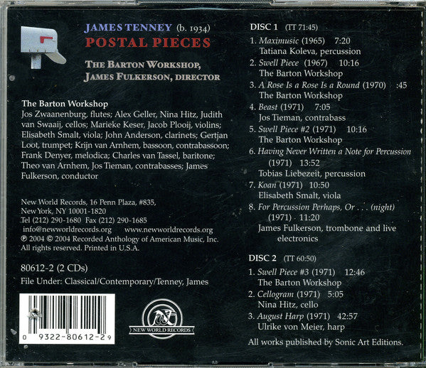 James Tenney - The Barton Workshop / James Fulkerson : Postal Pieces (2xCD)