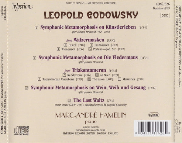 Leopold Godowsky, Johann Strauss Jr. - Marc-André Hamelin : Strauss Transcriptions And Other Waltzes (CD)